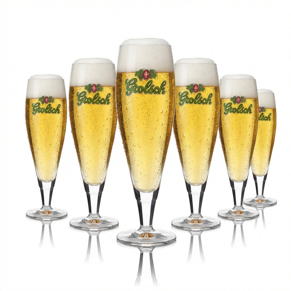 6x Grolsch Glas 0,25l Pokal Gläser Set Bierglas Pilstulpe Brauerei Gastro Eiche