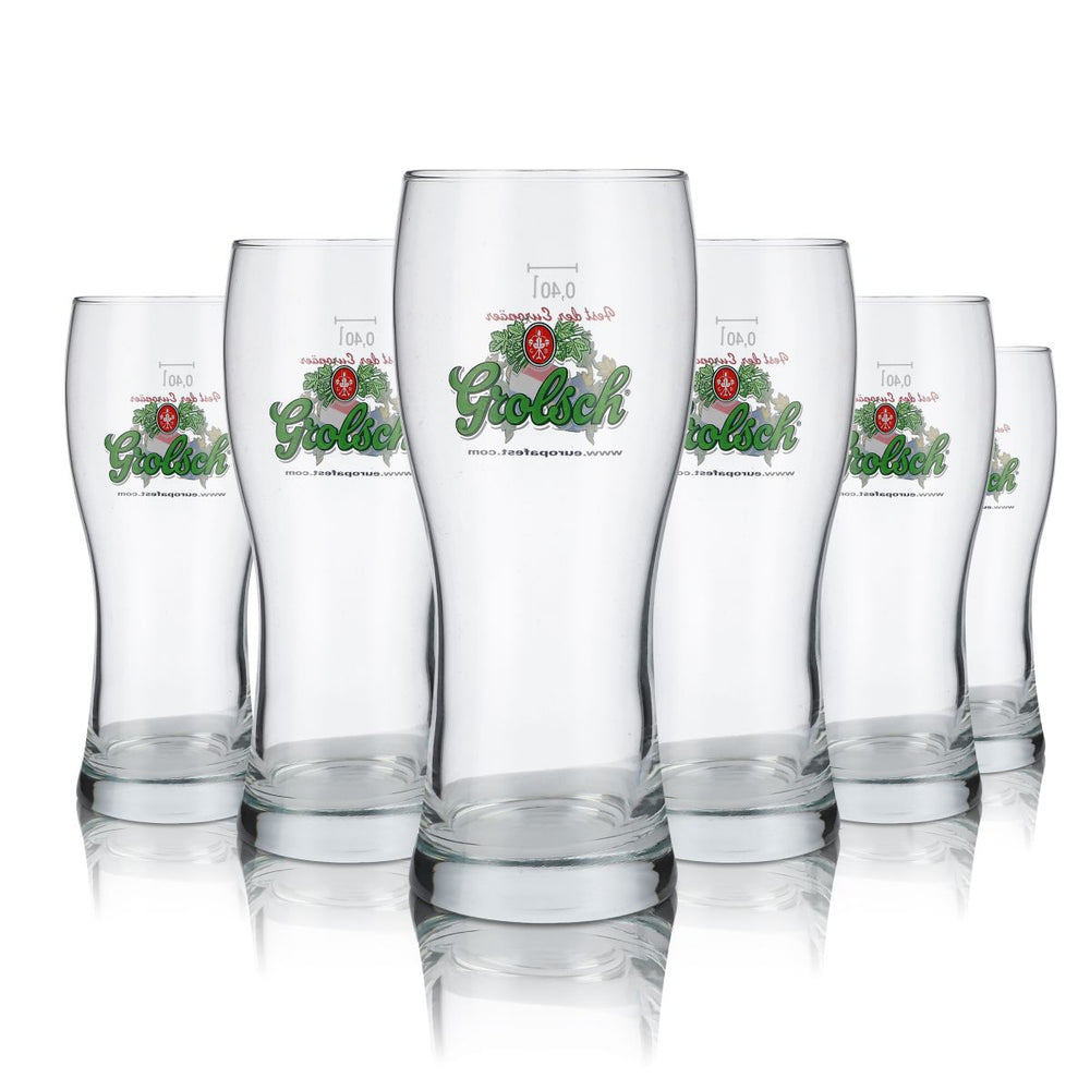 6x Grolsch Glas 0,4l Bierglas Gläser Festival Fest der Europäer Pokal