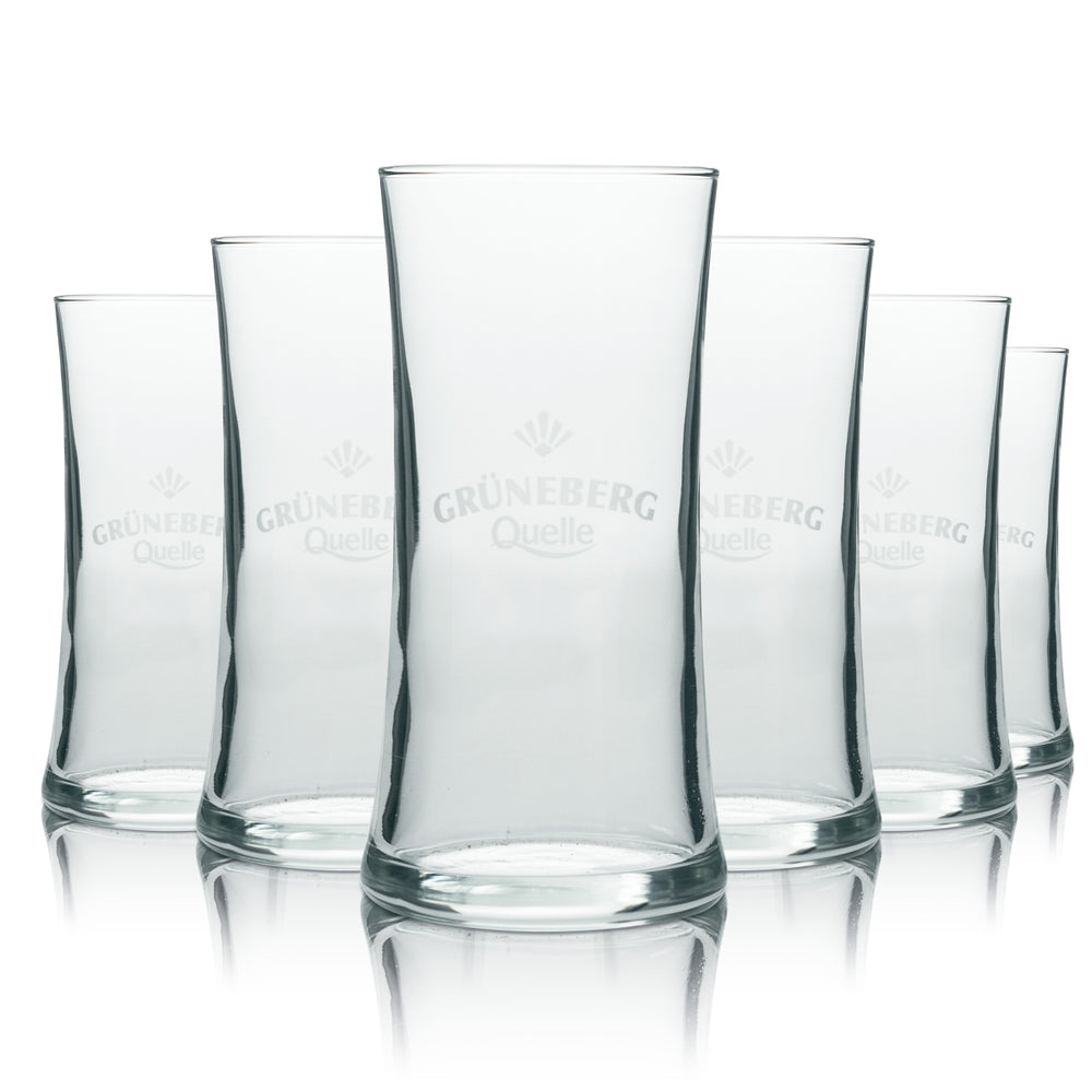 6x Grüneberg Wasser Glas rastal Weißes Logo