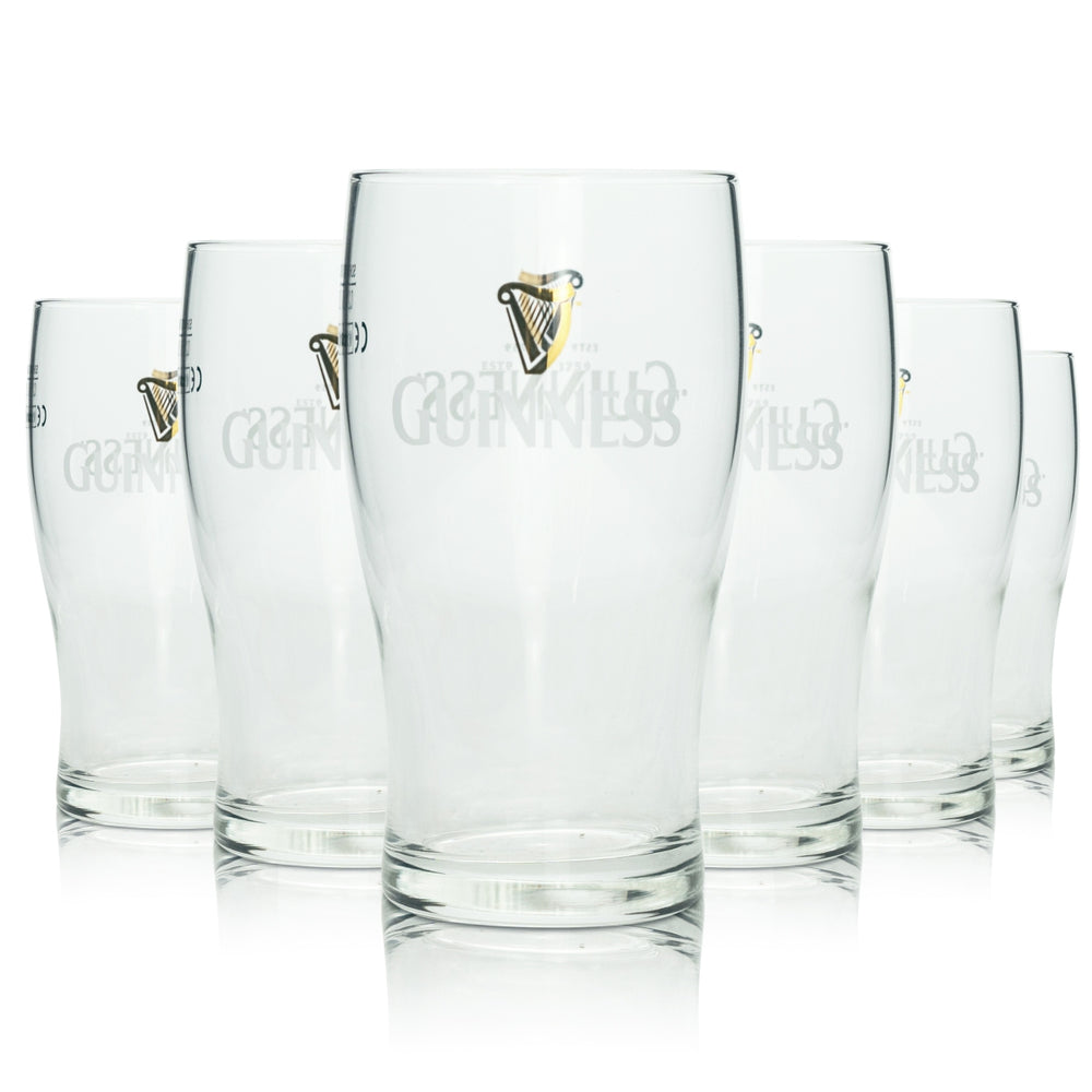 6x Guinness Bier Glas 0,2l Tulip Tumbler Becher Sahm Gläser Logo Pint Doppel