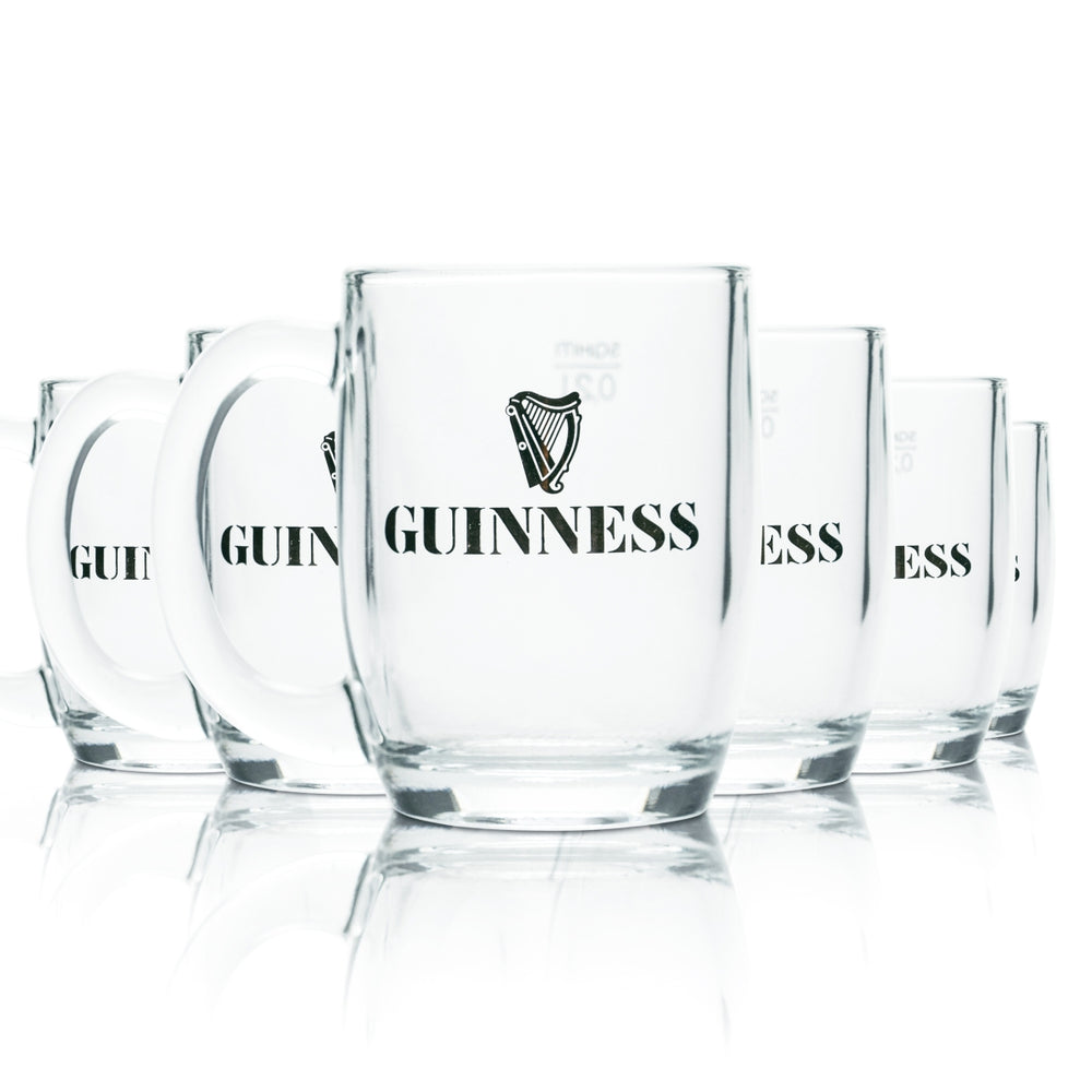 6x Guinness Glas 0,2l Bier Draught Stout Krug Henkel Gläser Irland Brauerei UK