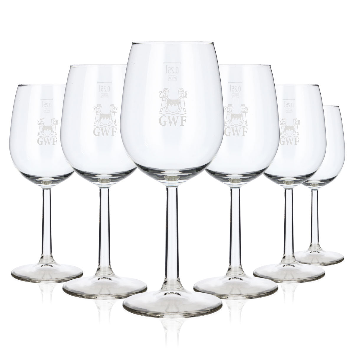 6x GWF Frankenwein Wein Glas Stielglas 0,25l Silbernes Logo Bouquet (6er Set)