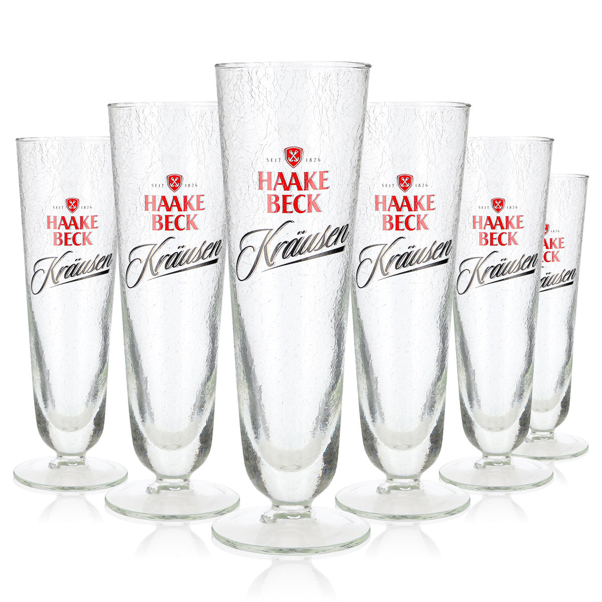 6x Haake Beck Bier Glas 0,4l Pokal Kräusen (6er Set)