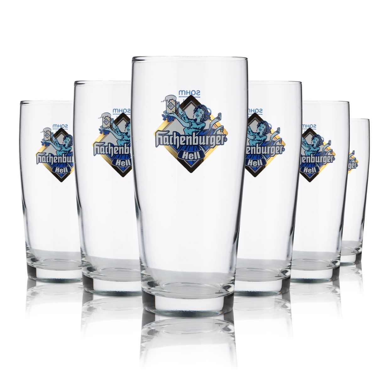 6x Hachenburger Glas 0,3l Helles Bier Willi Becher Gläser Set Brauerei Gastro