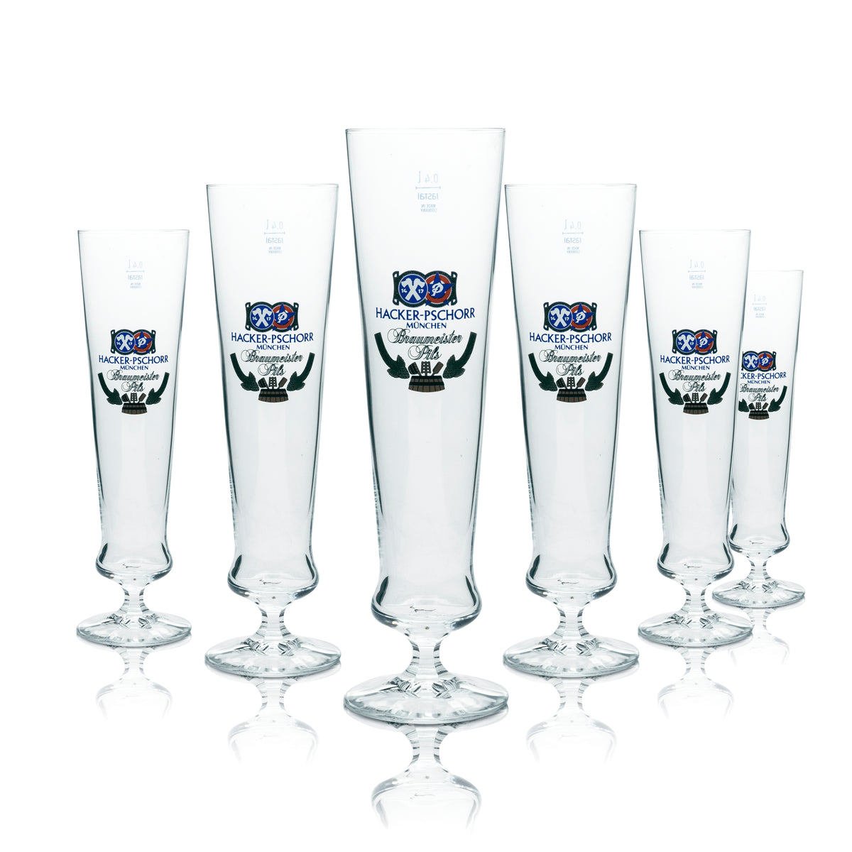 6x Hacker Pschorr Bier Glas 0,4l Pokal Braumeisterpils Rastal Tulpe Flöte Gläser – Ansicht 4