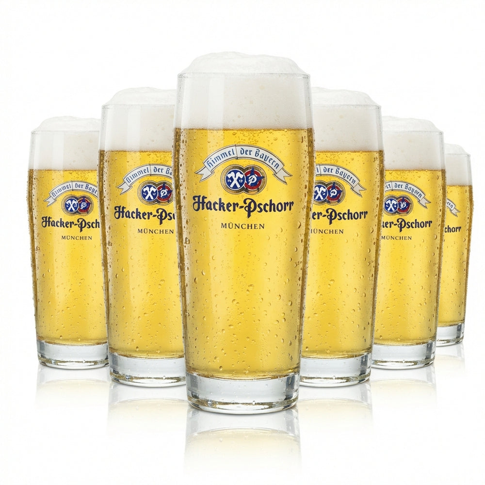 6x Hacker Pschorr Bier Glas 0,5l Willi Becher Himmel der Bayern Beer Gläser