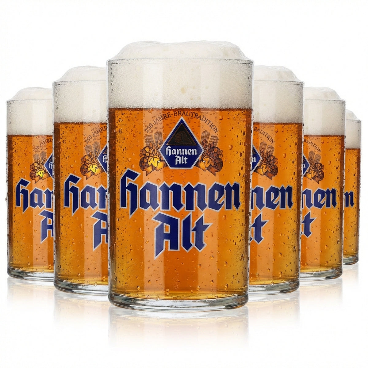 6x Hannen Alt Bier Glas 0,2l Becher OHNE Waagerechte Streifen sahm