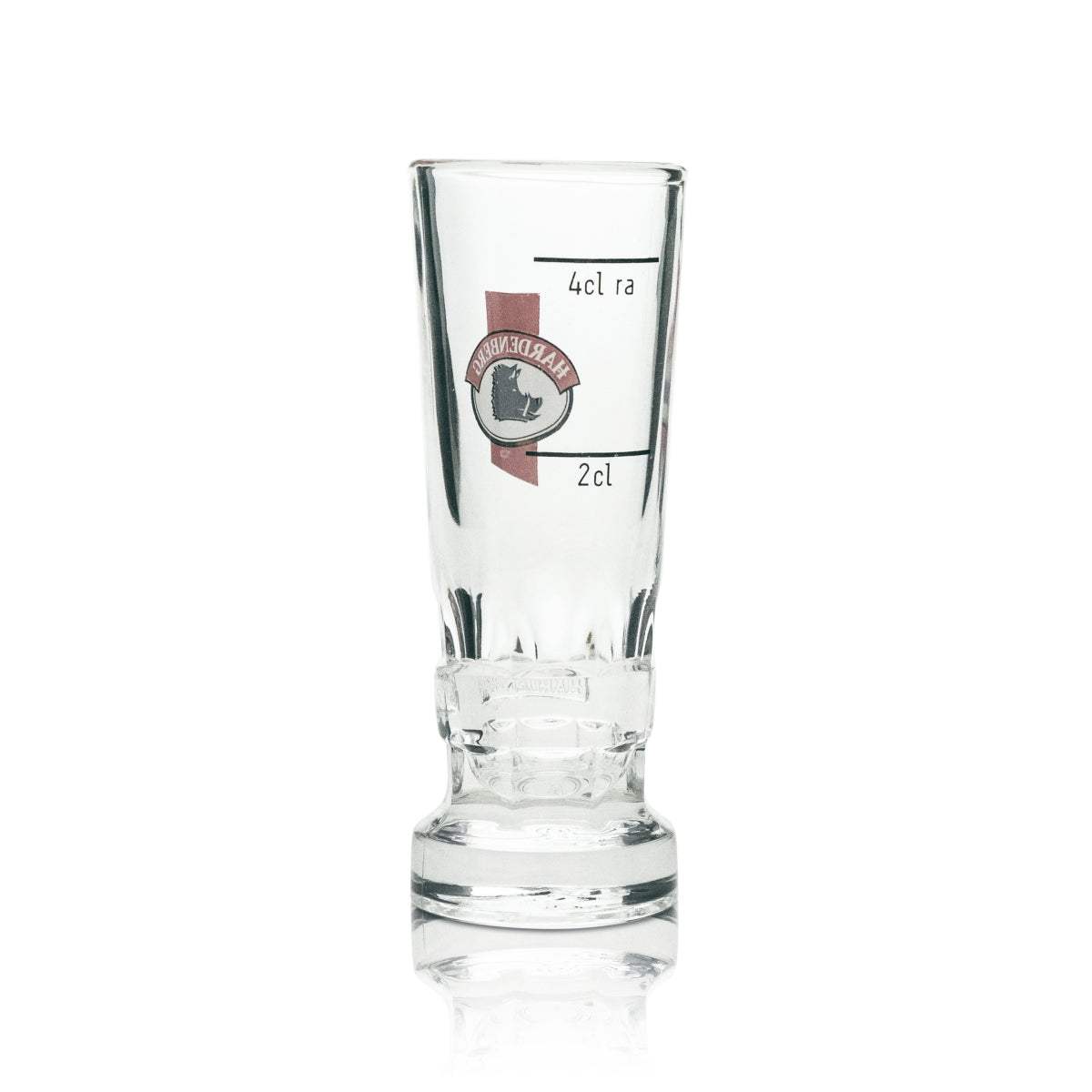 6x Hardenberg Schnaps Glas Shot länglich rotes Logo 4cl Rastal – Ansicht 3