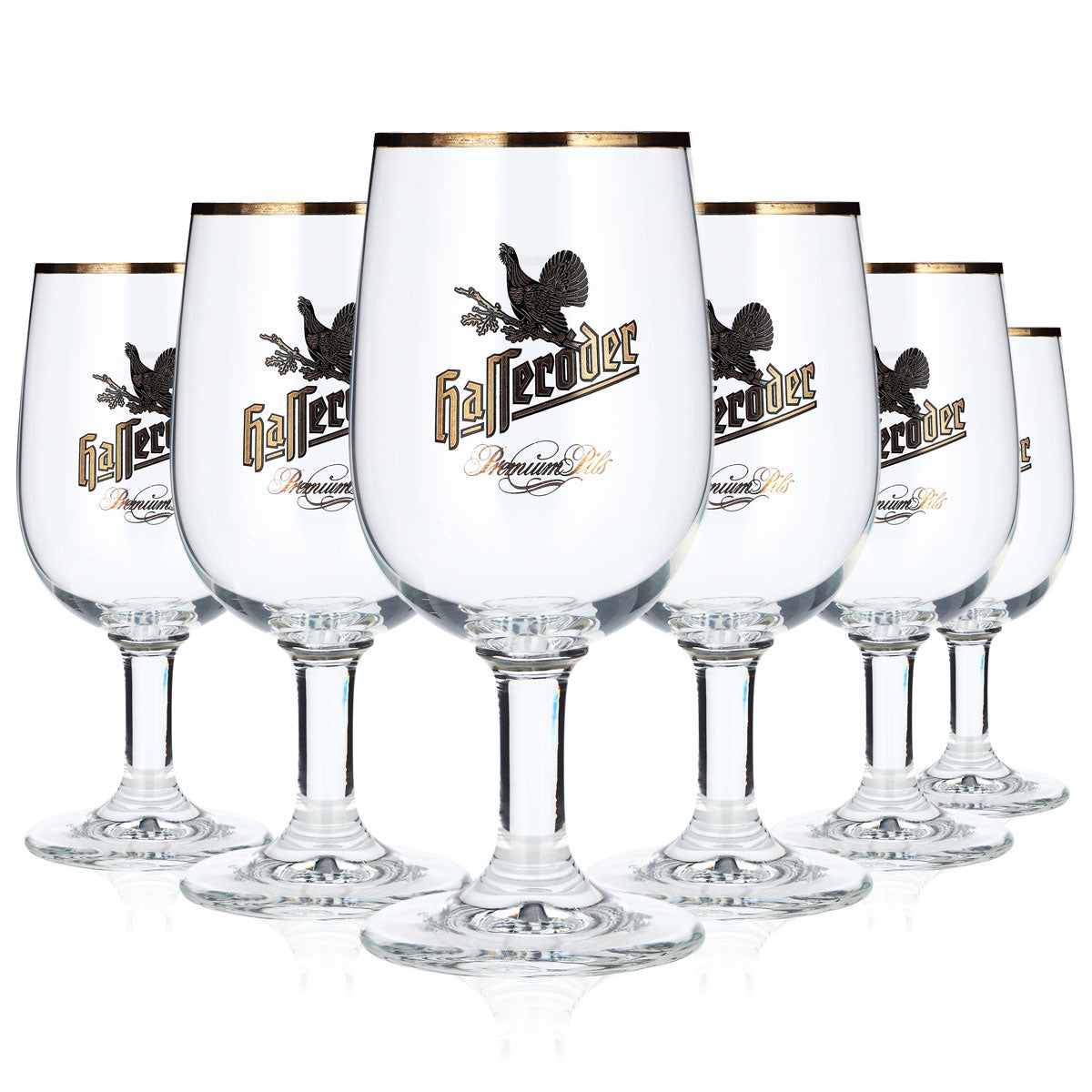 6x Hasseröder Bier Glas Pokalgläser 0,2l Goldrand "Premium Pils" Ritzenhoff – Ansicht 5