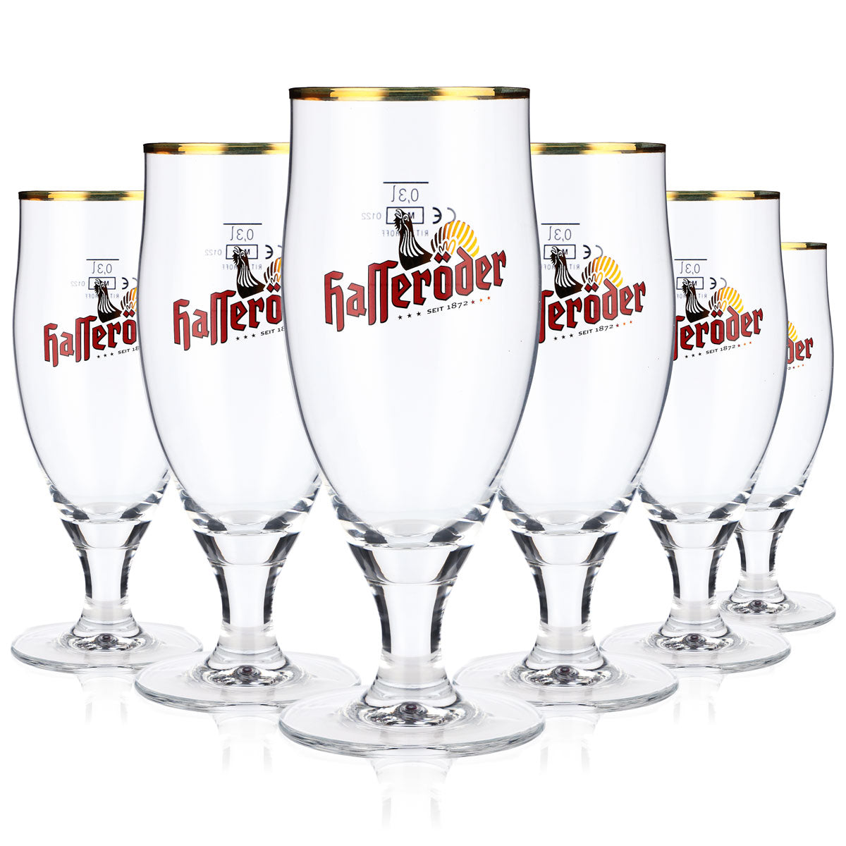 6x Hasseröder Bierglas Gläser Glas Biergläser 0,3l Pokal Goldrand Ritzenhoff – Ansicht 2