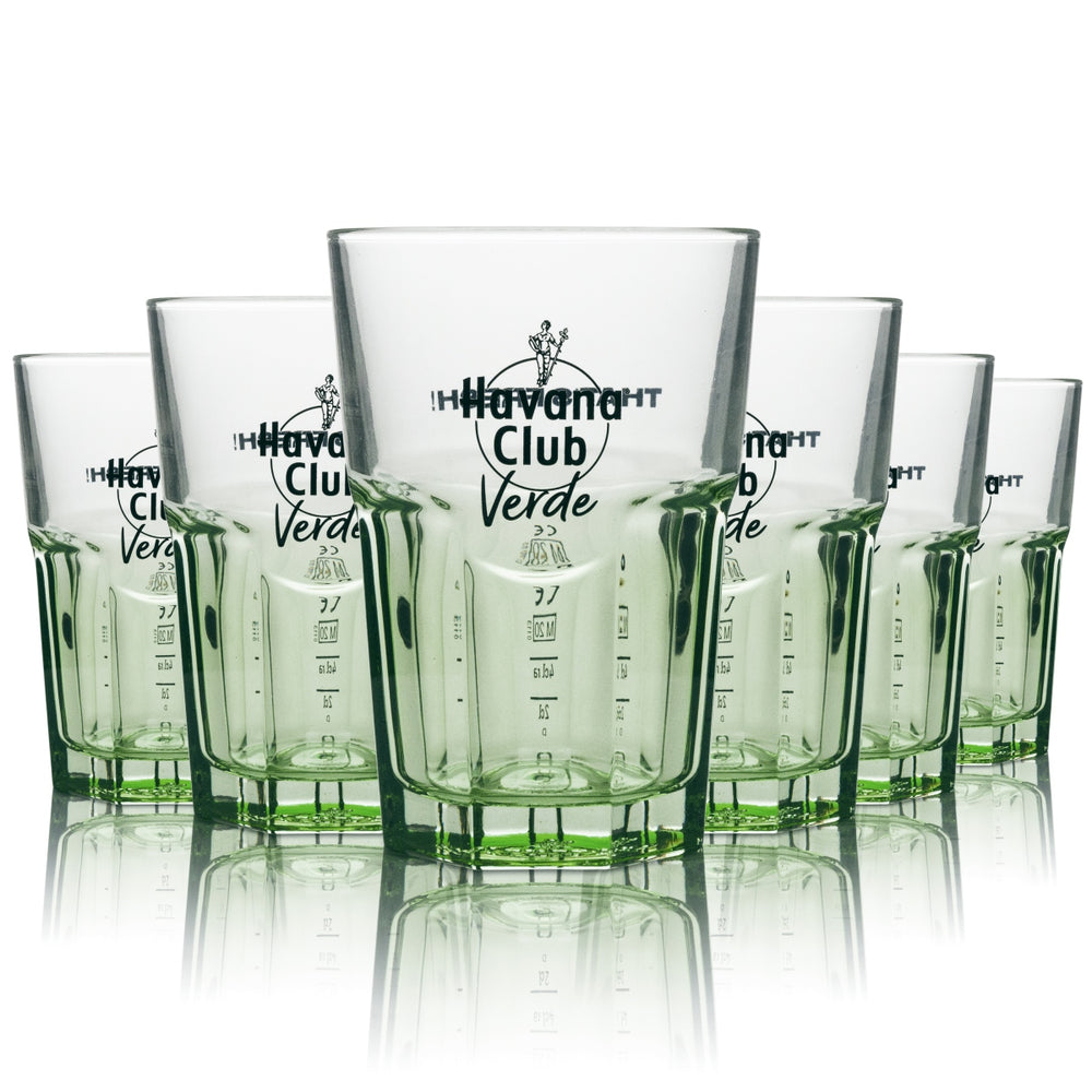 6x Havana Club Glas Verde 0,34l Longdrink Cocktail Gläser Geeicht Gastro Libre