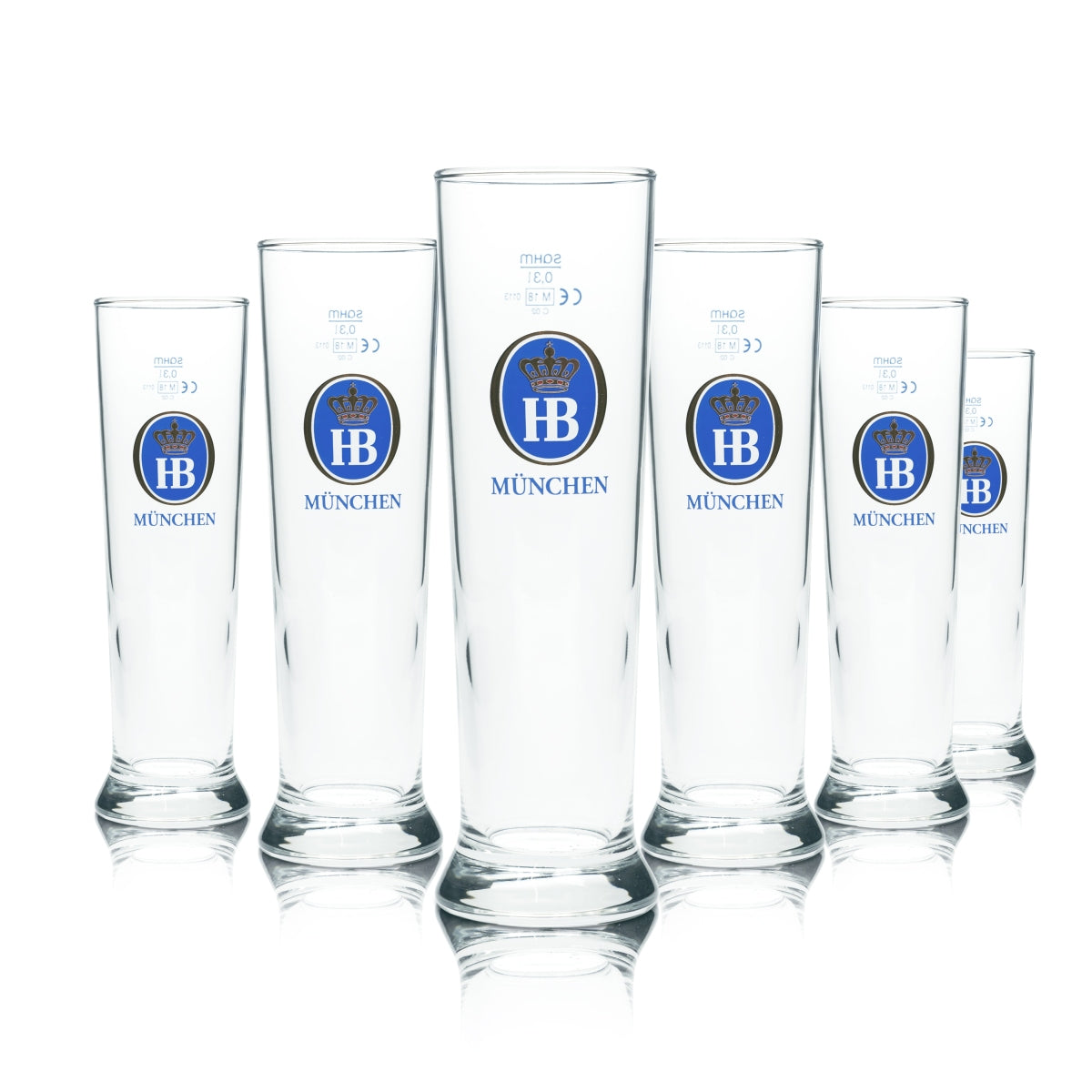 6x HB München Bier Glas 0,3 Pokal Tulpe Gläser Brauerei Bayern Gastro Bar Beer