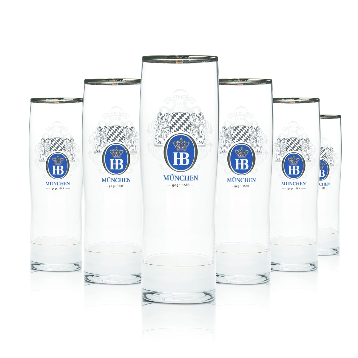 6x HB München Bier Glas 0,5l Becher Dayton Goldrand Gläser Brauerei Bayern Bar