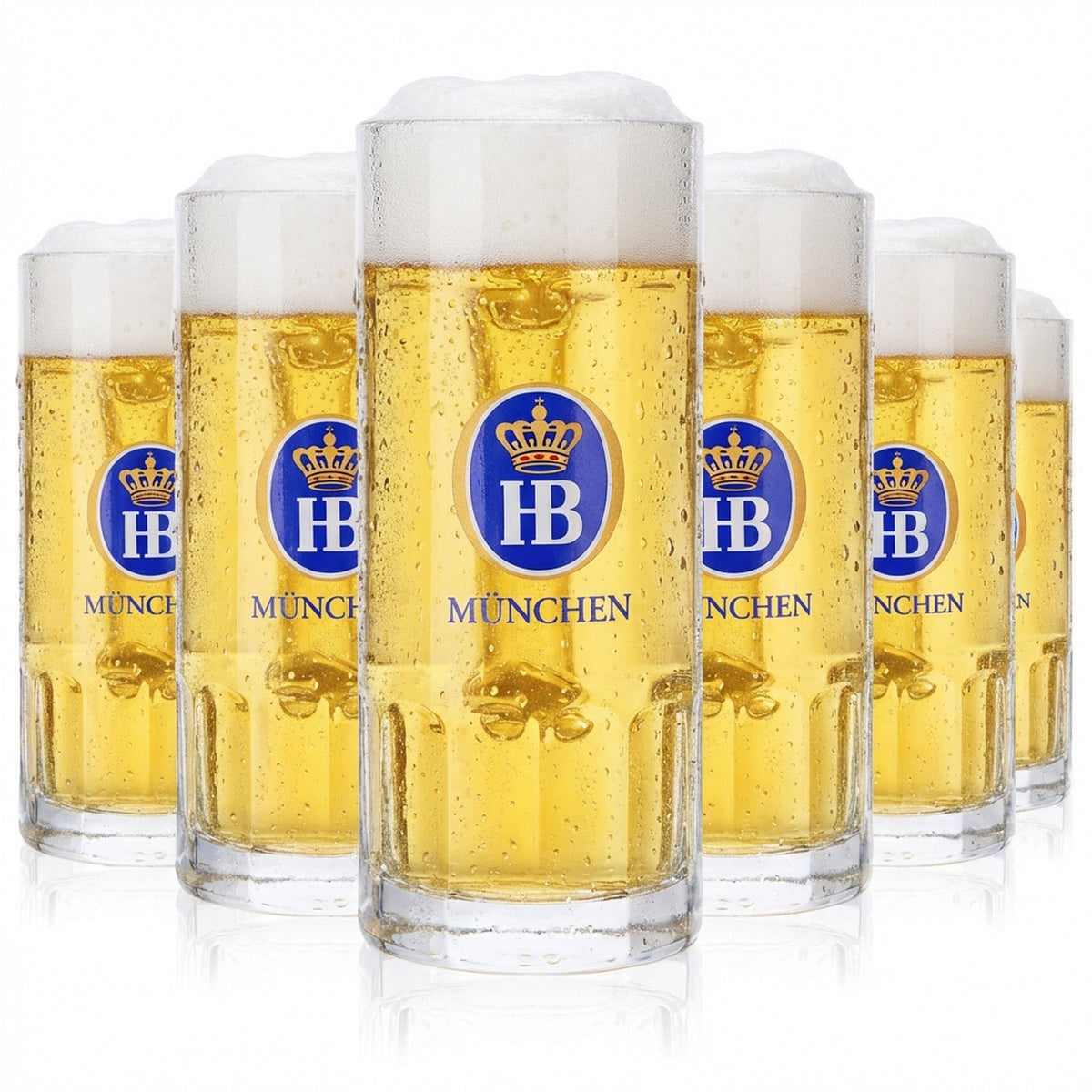 6x HB München Glas 0,3l Bierkrug Humpen Seidel Gläser Set Brauerei Bayern – Ansicht 2