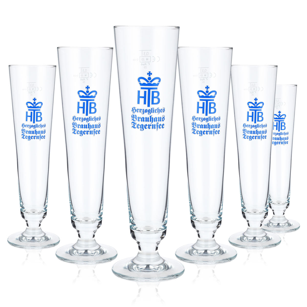 6x HB Tegernsee Bier Glas 0,3l Pilsglas Altes Logo Bierglas Pokalglas (6er Set)