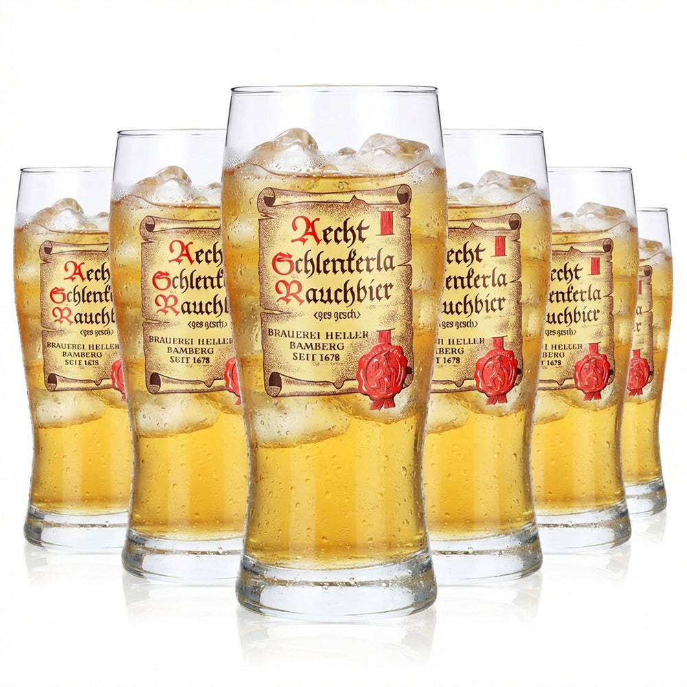 6x Heller Bier Glas 0,25l Biergläser Tulip Glas Becher Schriftrolle
