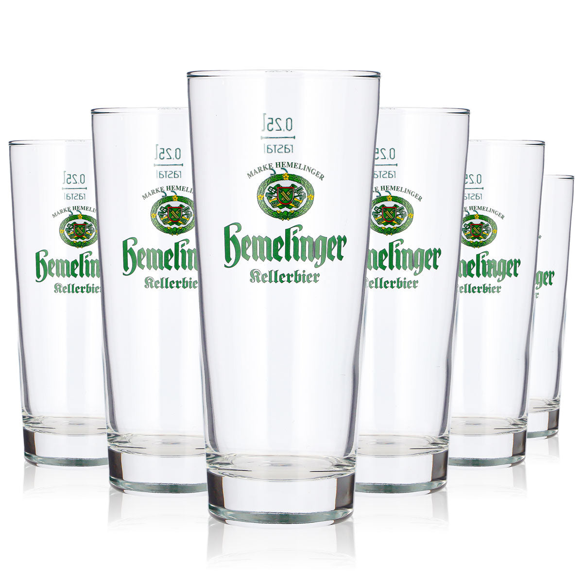 6x Hemelinger Bier Glas 0,25l Longdrink Grünes Logo Rastal Kellerbier (6er Set)