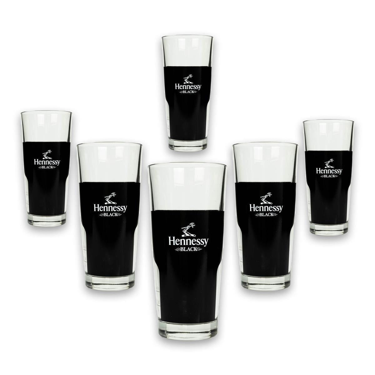 6x Hennessy Whiskey Glas Longdrink schwarz