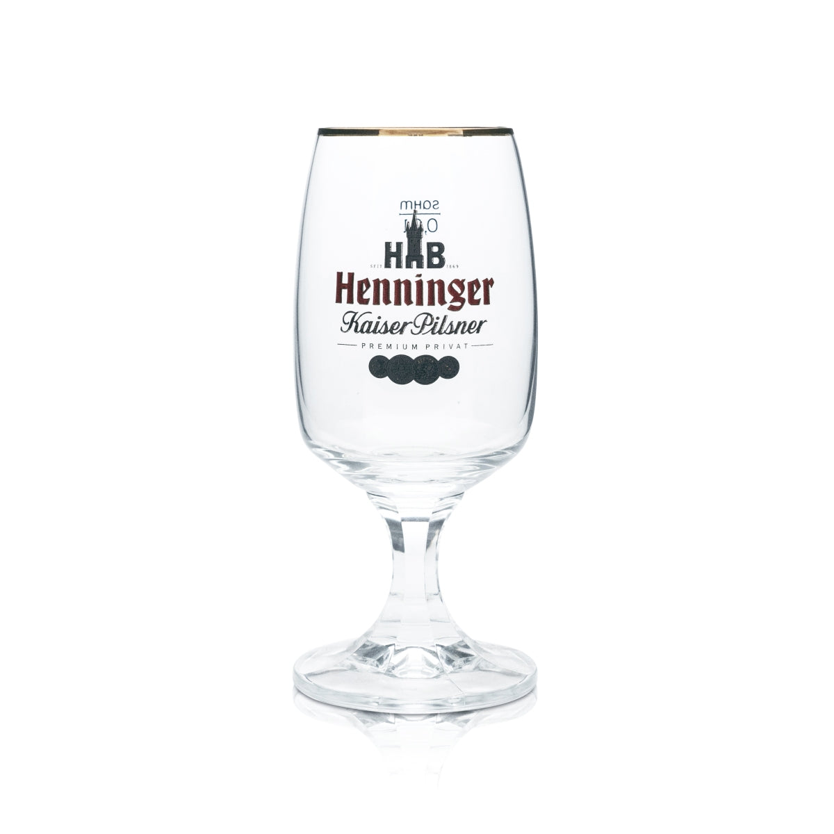 6x Henninger Bier Glas 0,3l Pokal Tulpe Bronzerand Gläser Kaiser Pils Gastro Bar – Ansicht 2