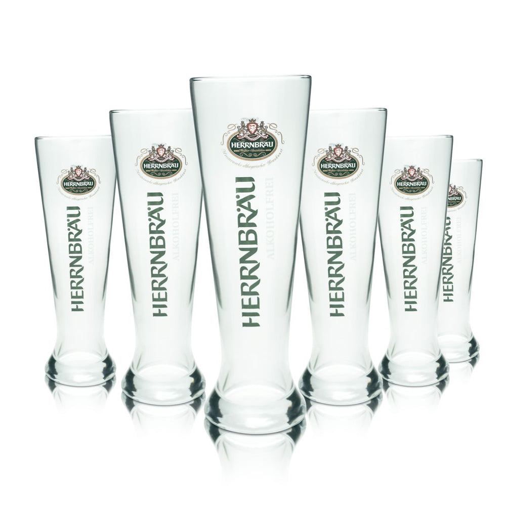 6x Herrnbräu Bierglas 0,5l Weißbierglas Alkoholfrei Bierpokal Gläser Brauerei