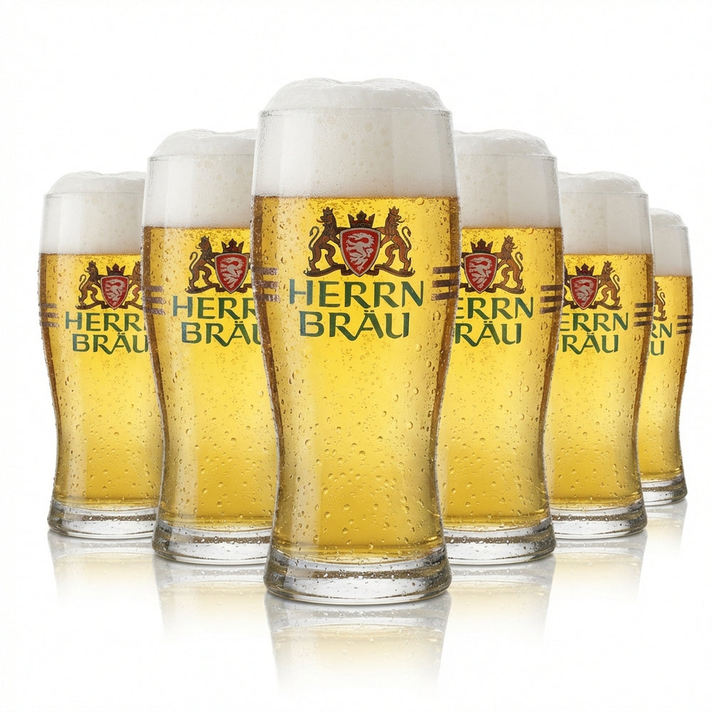 6x Herrnbräu Glas 0,25l Willibecher Biergläser Set Brauerei Gastro Geeicht