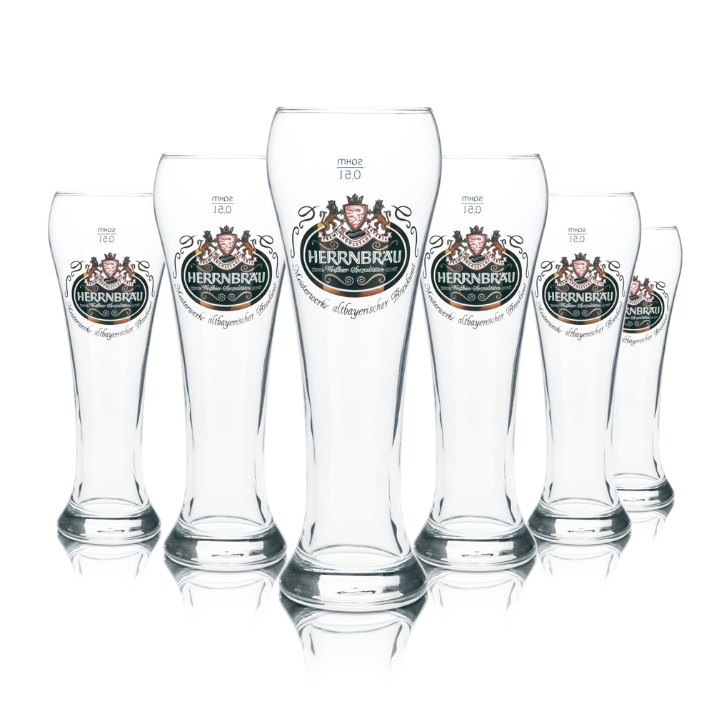 6x Herrnbräu Weißbierglas 0,5l Hefe Weizen Gläser Brauerei Gastro Bar Kneipe