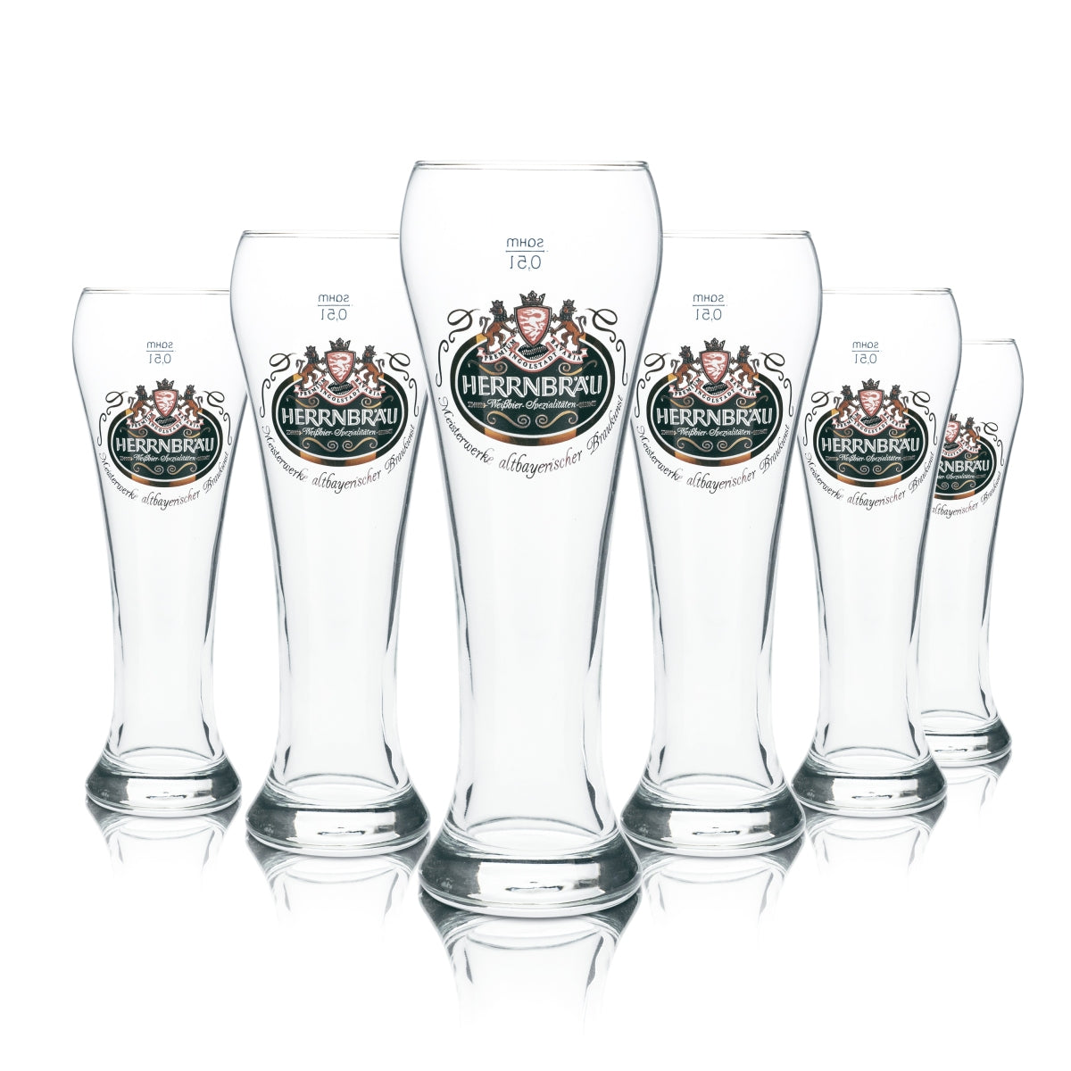 6x Herrnbräu Weißbierglas 0,5l Hefe Weizen Gläser Brauerei Gastro Bar Kneipe
