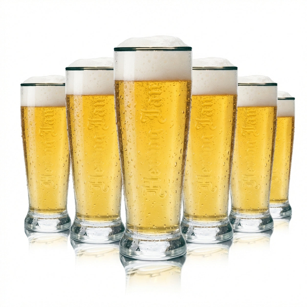 6x Hertog Jan Bier Glas 0,25l Pokal Cup Goldrand Kontur Relief Beer Gläser Bar