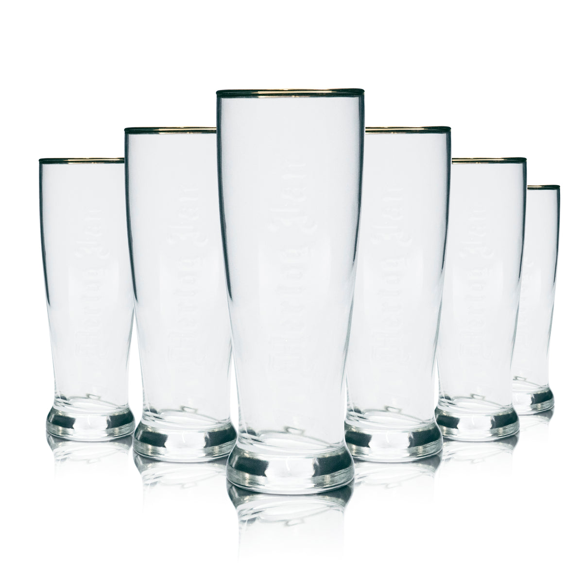 6x Hertog Jan Bier Glas 0,25l Pokal Cup Goldrand Kontur Relief Beer Gläser Bar – Ansicht 5