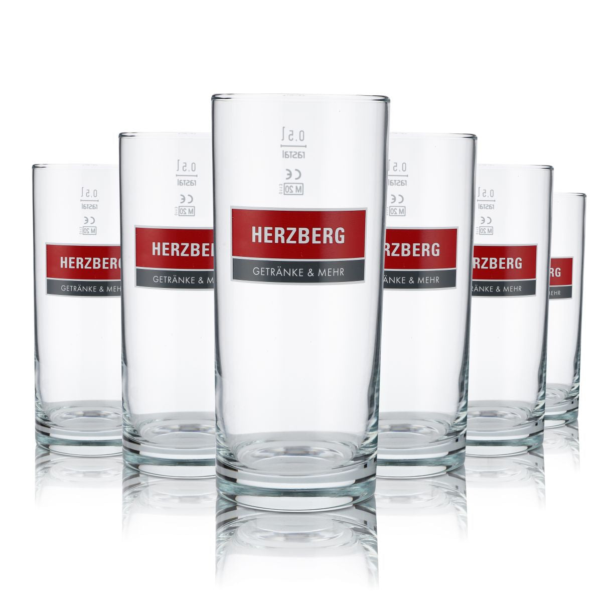 6x Herzberg Glas 0,5l Willi Becher Gläser Set Trinkglas Stange Saft Wasser Limo