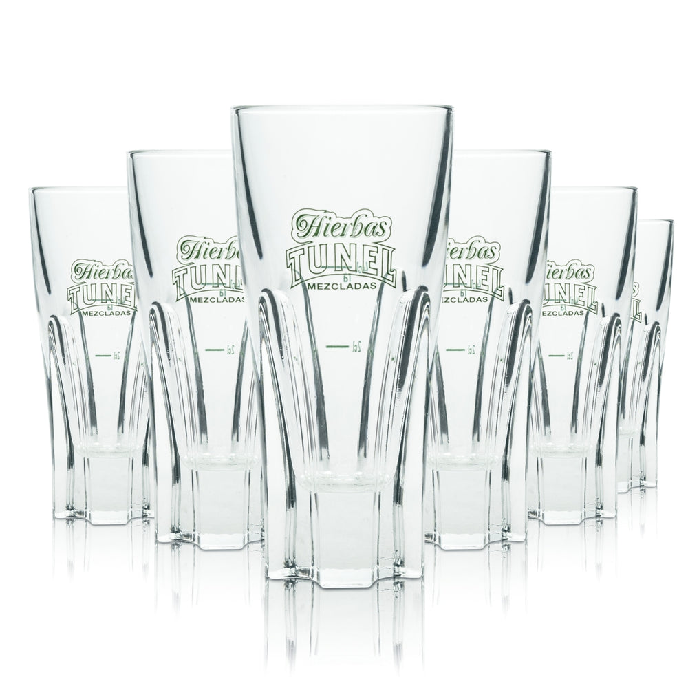 6x Hierbas Tunel Likör Glas Tumbler Longdrink Gläser Cocktail Schnaps Relief 4cl
