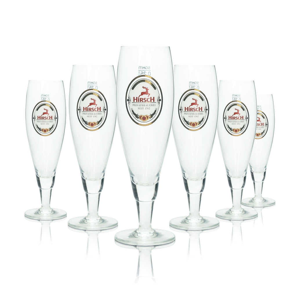6x Hirsch Bräu Bier Glas 0,25l Alba Pokal Pils Gläser Tulpe Stielglas Beer Bar