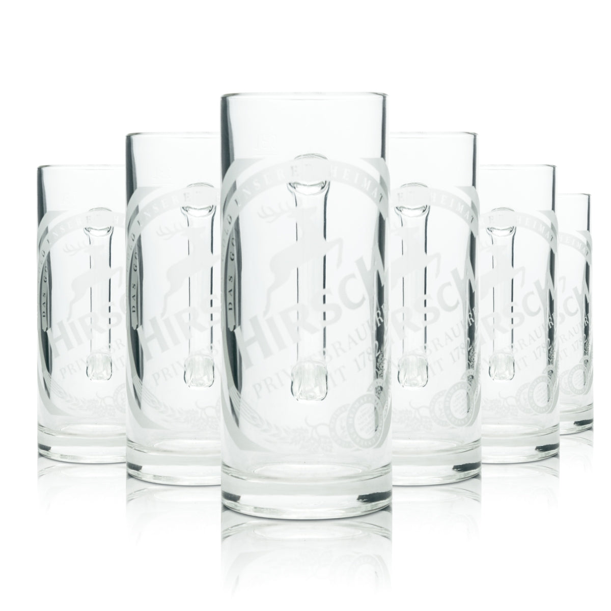 6x Hirsch Bräu Bier Glas 0,3l Krug Gutsherren Milchglas Rastal Seidel Gläser Bar