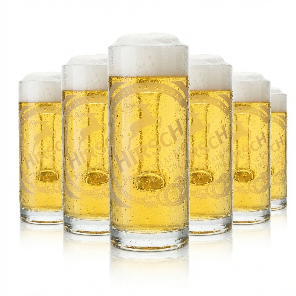 6x Hirsch Bräu Bier Glas 0,5l Krug Gutsherren Seidel Rastal Henkel Gläser Krüge
