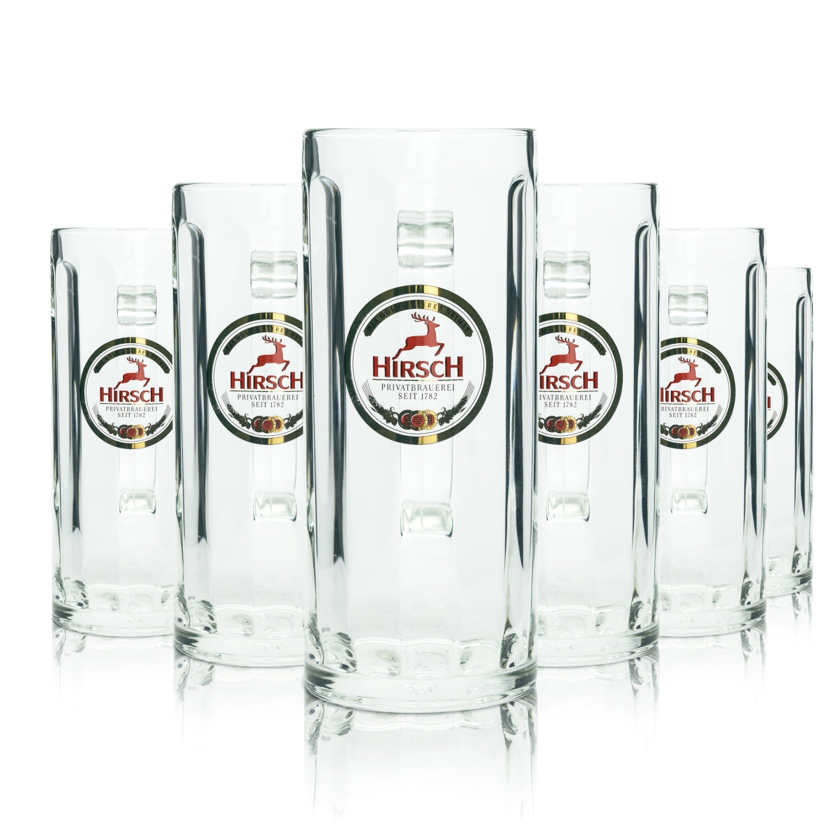 6x Hirsch Bräu Bier Glas 0,5l Krug Rastal Seidel Humpen Henkel Gläser Pils Krüge