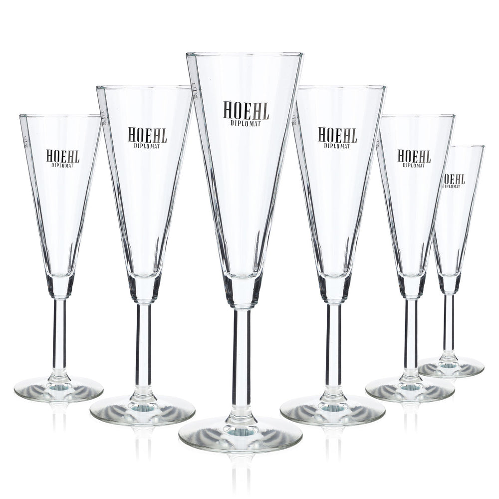6x Hoehl Diplomat Sekt Glas Cavagläser 0,1l 12-eckig Imperial Durabor
