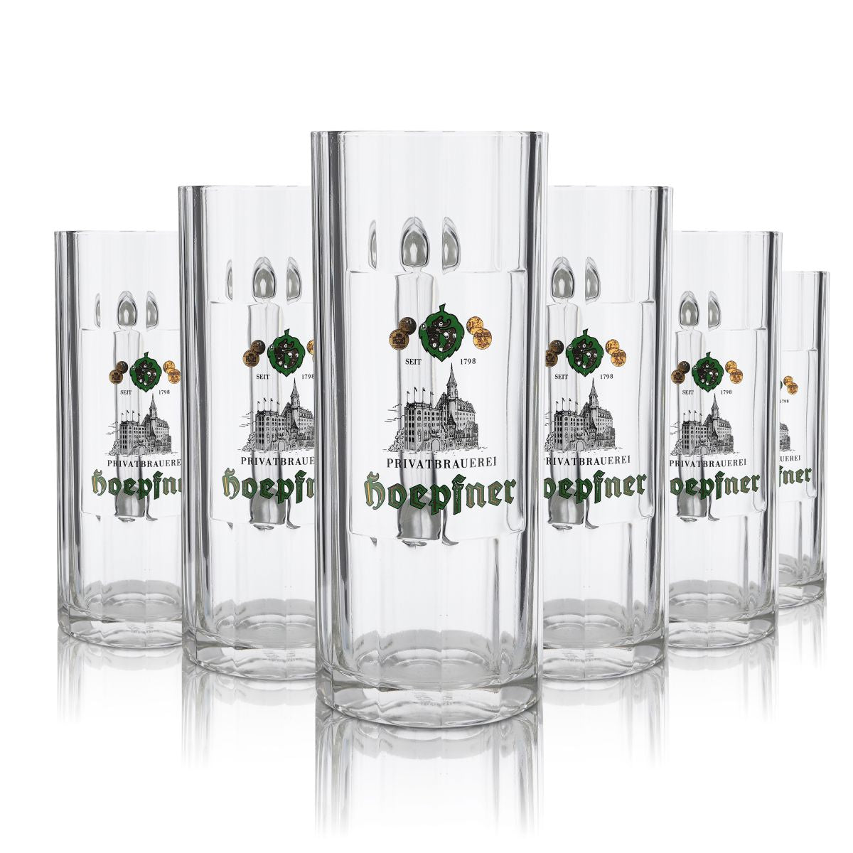 6x Hoepfner Glas 0,5l Bierkrug Humpen Seidel Gläser Set Brauerei Karlsruhe