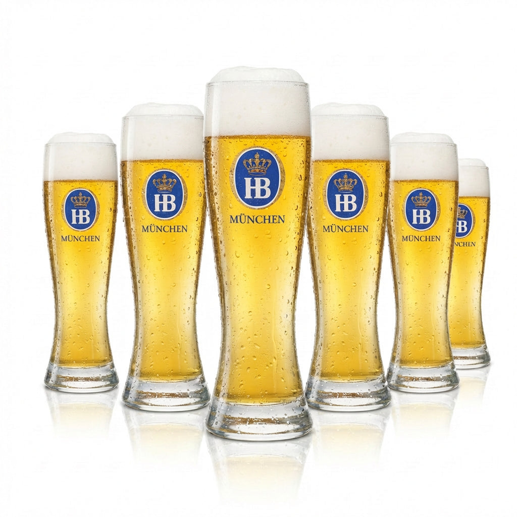 6x Hofbräu München Bier Glas 0,3l Weißbier Sahm HB Weizen Gläser Hefe Beer