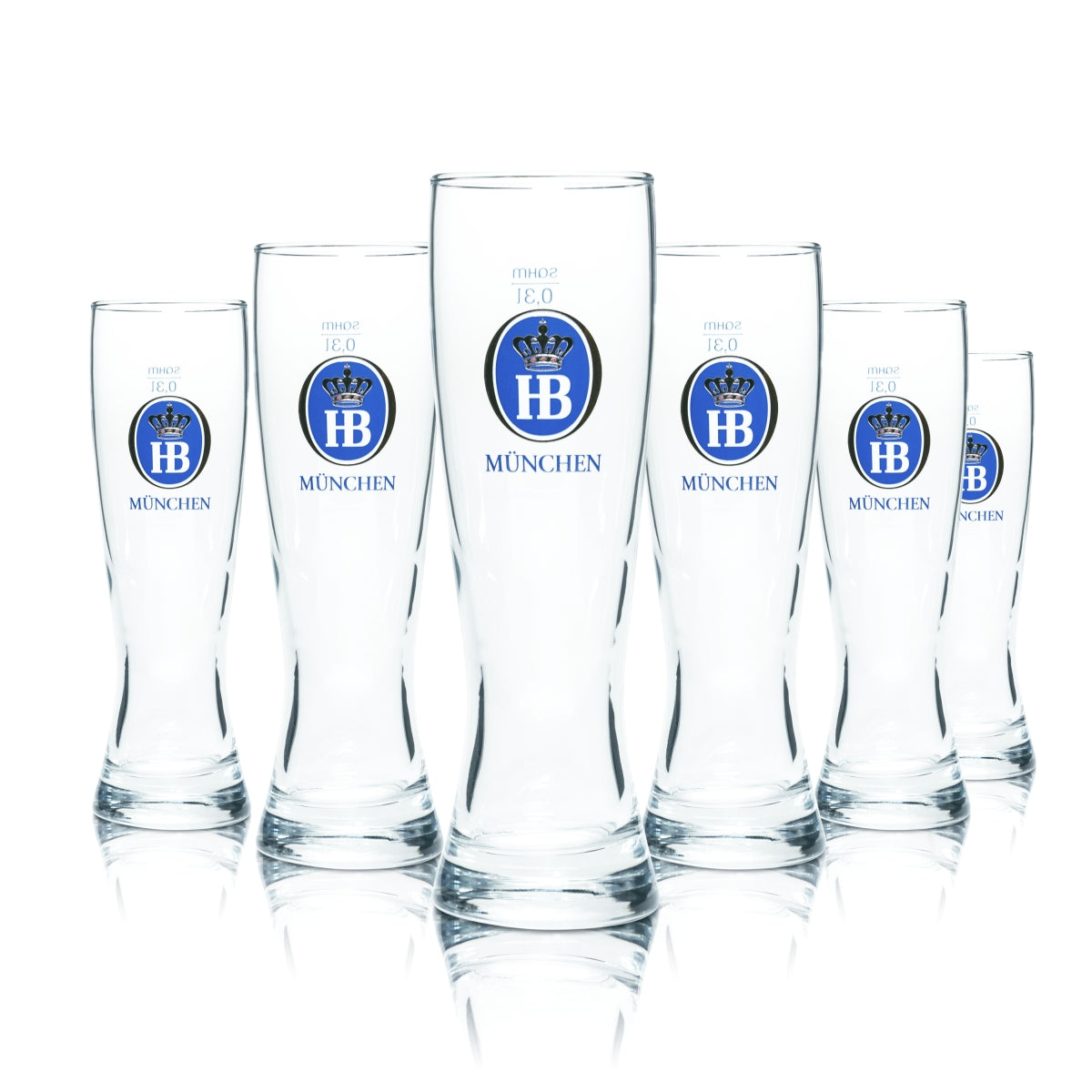 6x Hofbräu München Bier Glas 0,3l Weißbier Sahm HB Weizen Gläser Hefe Beer – Ansicht 2