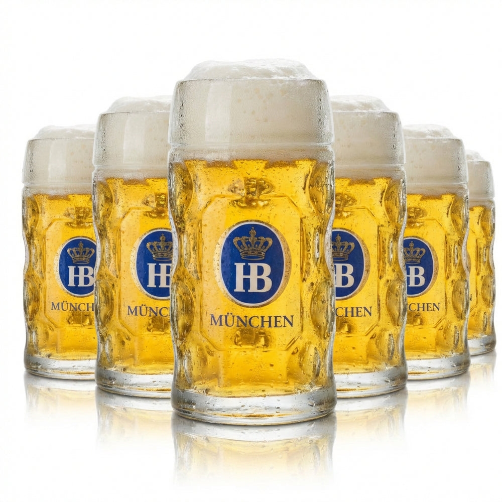 6x Hofbräuhaus München Bierglas 0,3l Krug HB Konturglas Humpen Seidel Gläser Set Brauerei