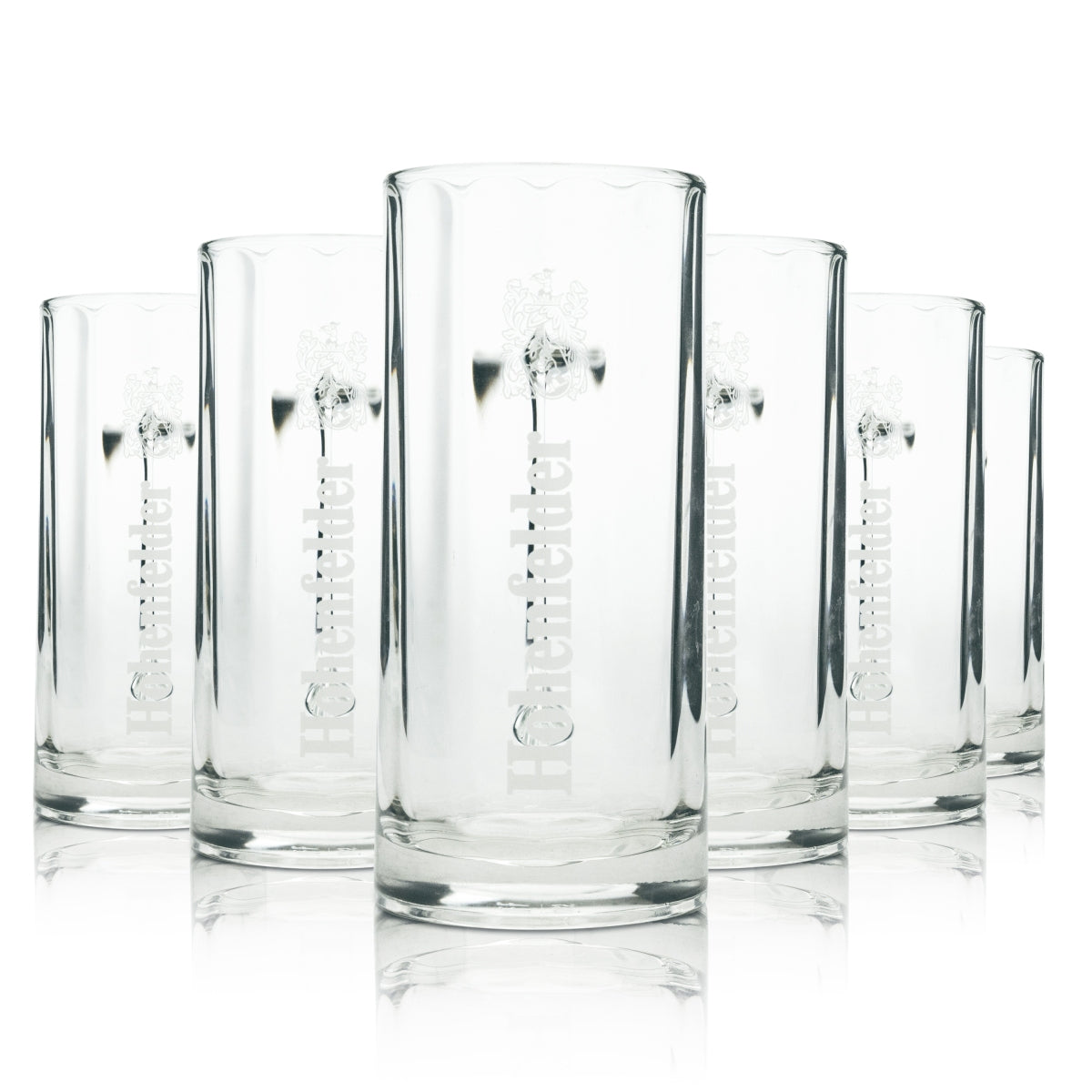6x Hohenfelder Bier Glas Krug 0,5l Hochkant Logo