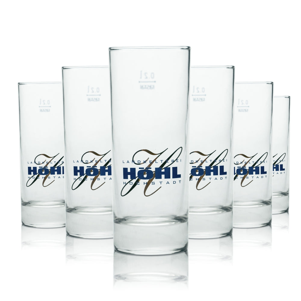 6x Höhl Glas 0,2l Becher Longdrink Gläser Apfelwein Met Cider Cidre Most Gastro