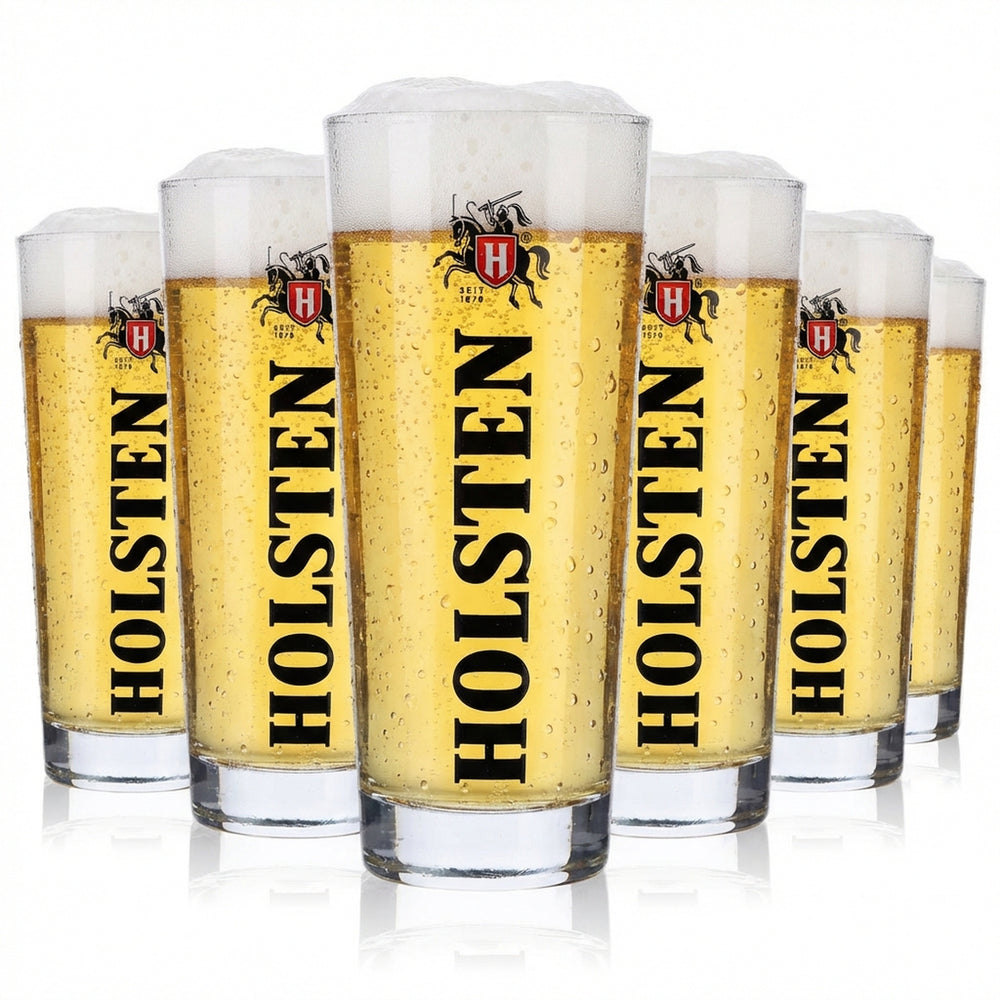 6x Holsten Bier Glas 0,2l Willli-Becher Biergläser Logo schwarz senkrecht