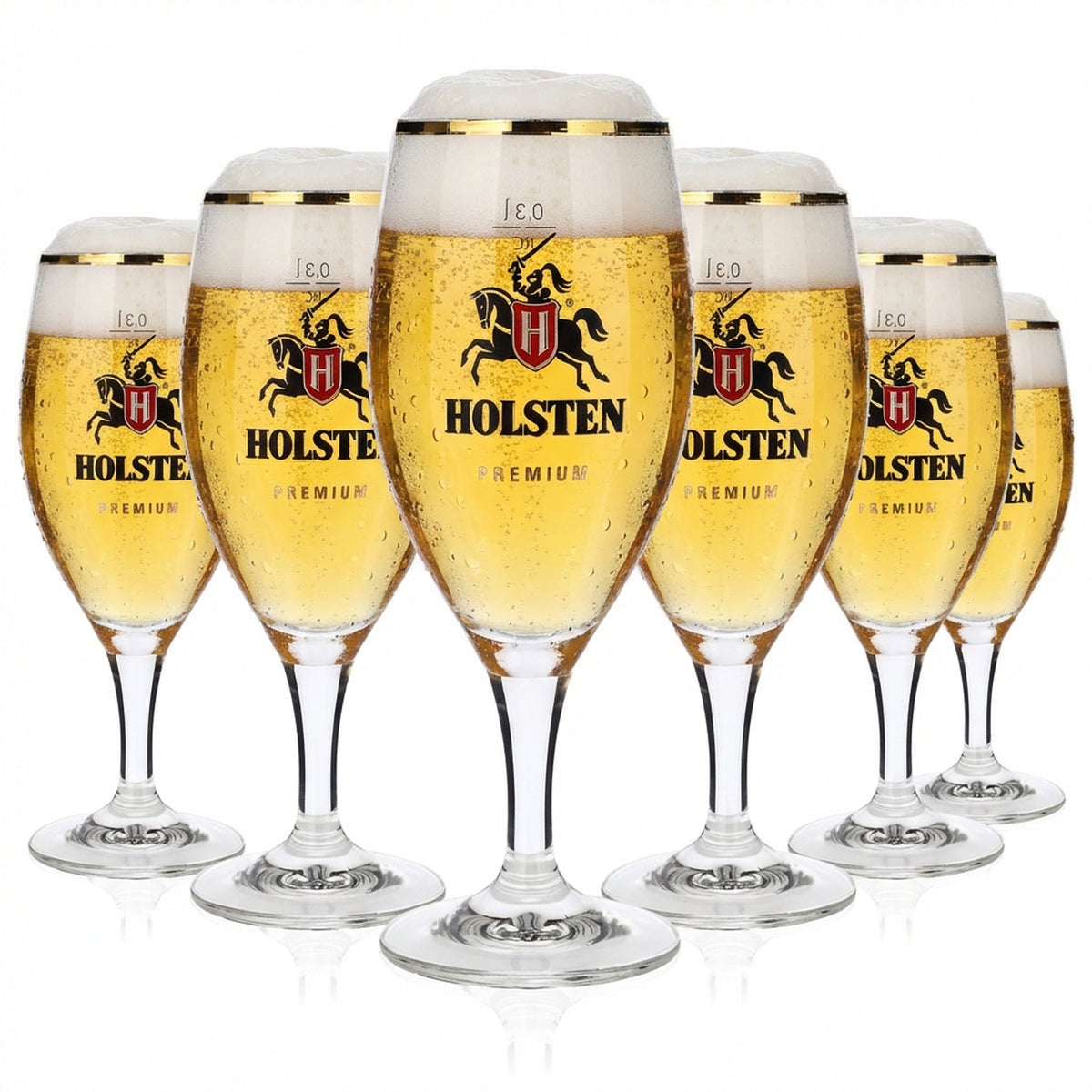 6x Holsten Bier Glas Biergläser 0,3l Pokal Premium Goldrand Ritzenhoff