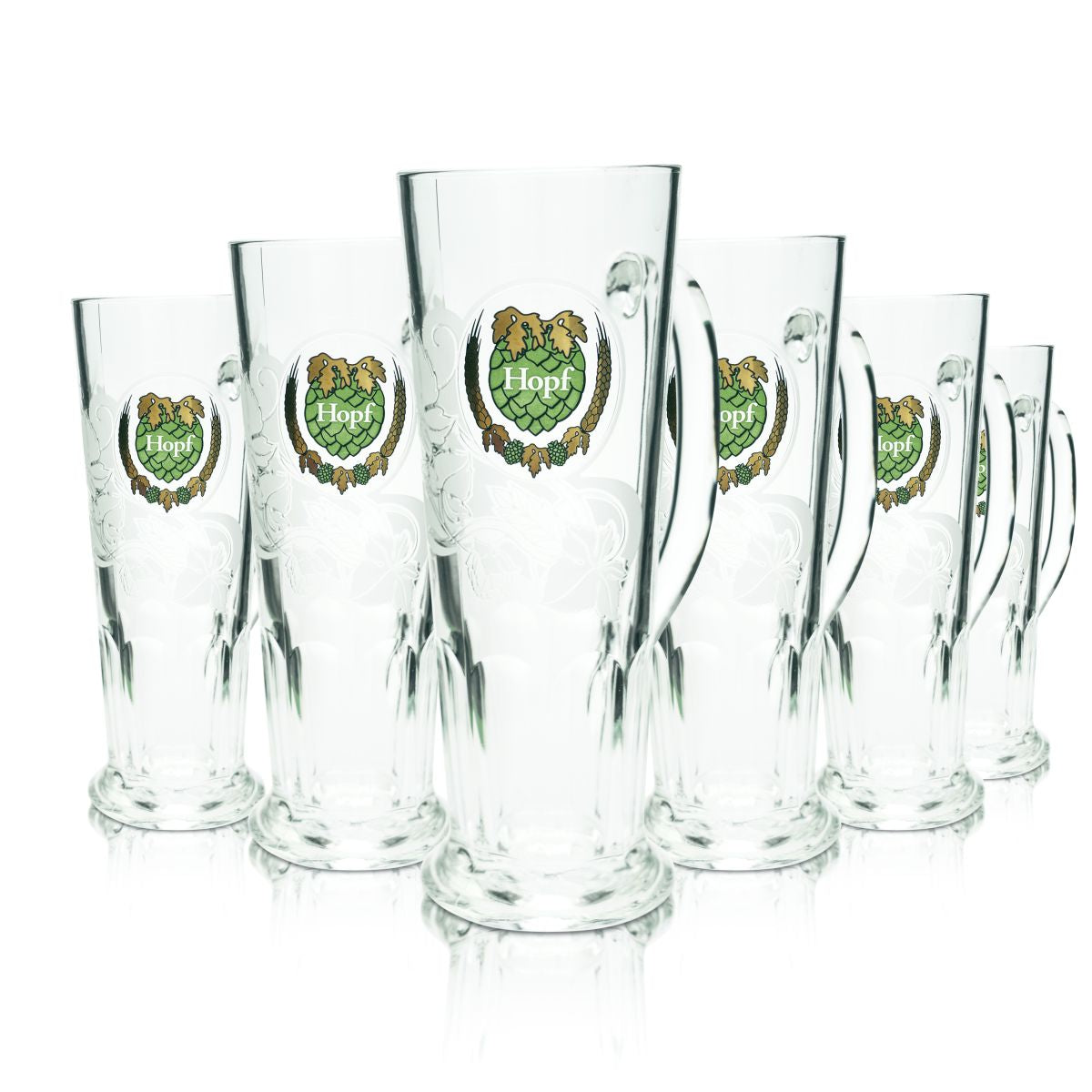 6x Hopf Bierglas 0,5l Konturglas Design Bierkrug Humpen Gläser Set Brauerei