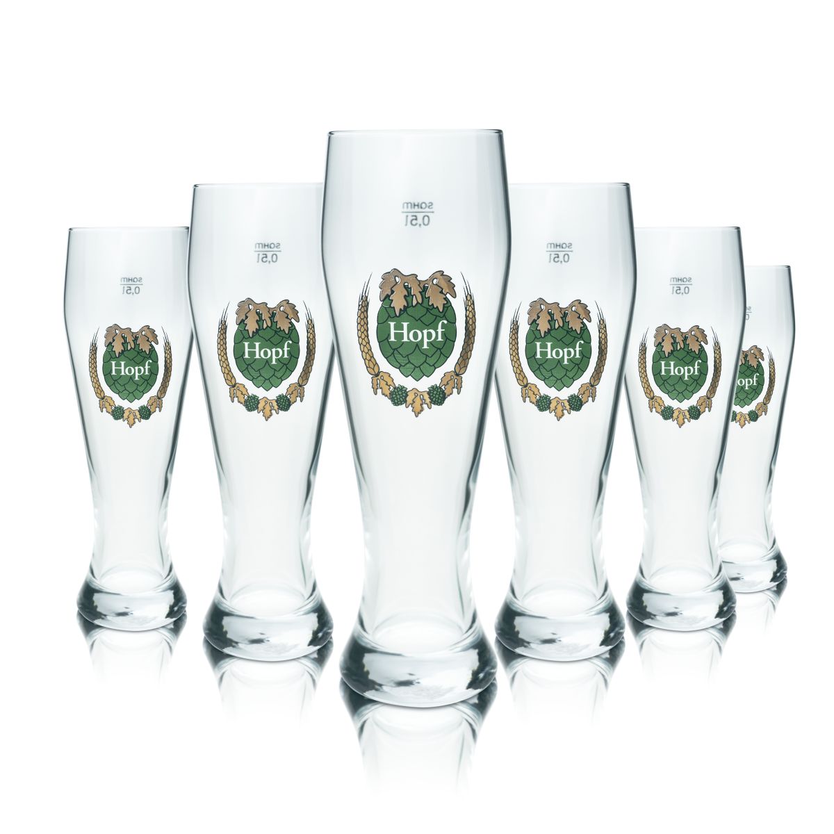 6x Hopf Glas 0,5l Weißbierglas Hefeweizengläser Brauerei Bayern Gläser Set