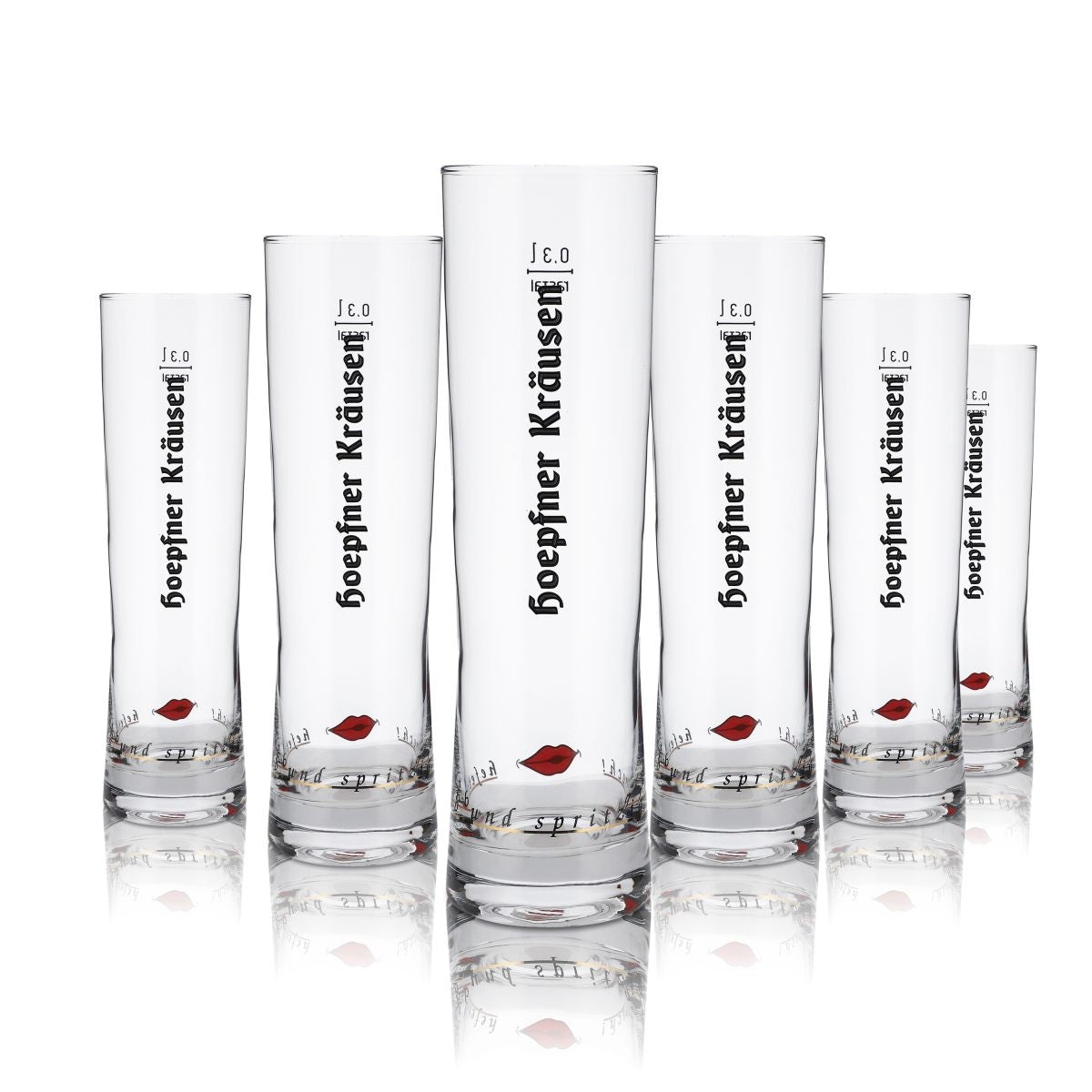 6x Höpfner Glas 0,3l Pokalglas Kräusen Bierglas Gläser Set Brauerei Karlsruhe