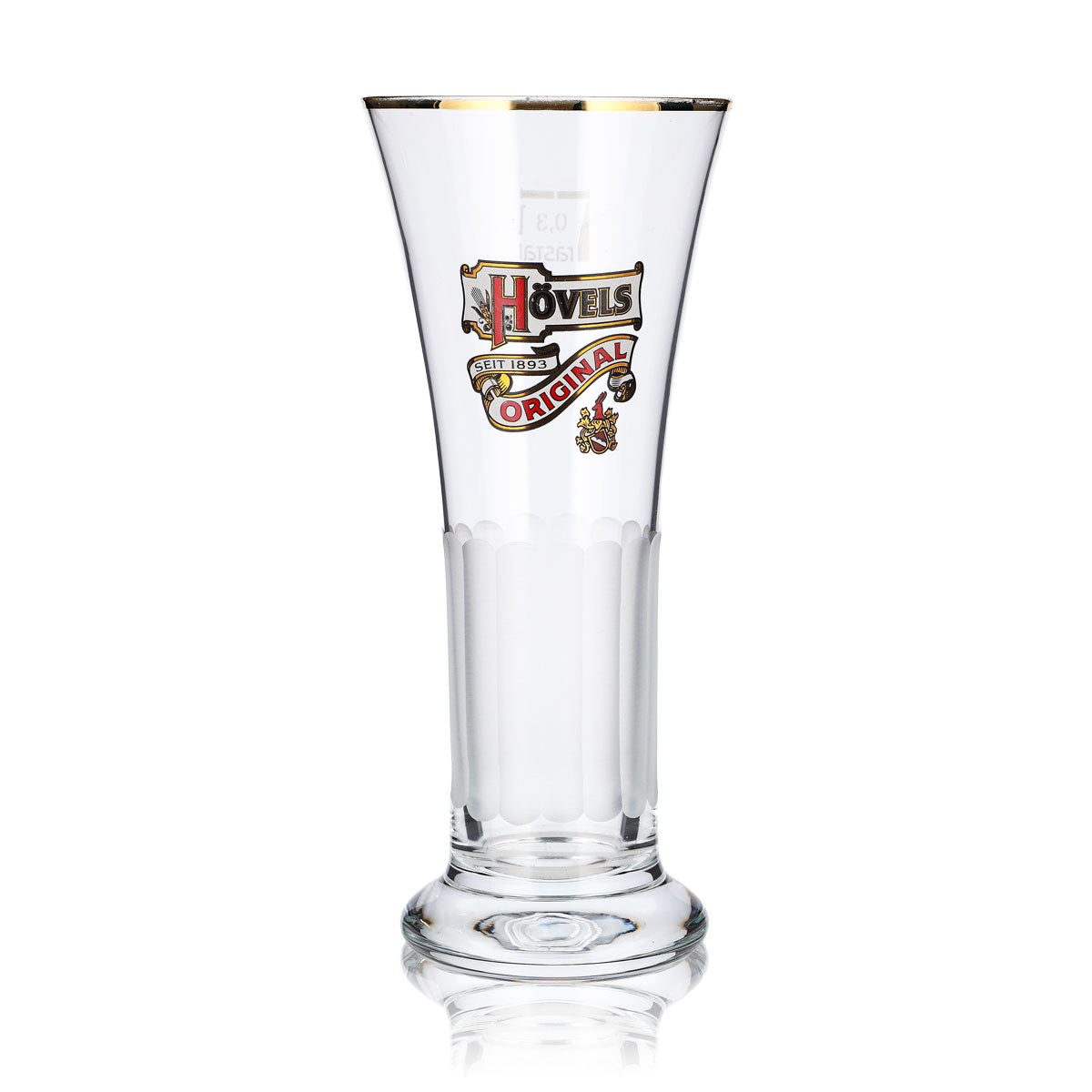 6x Hövels Bier Glas 0,3l Pokal Goldrand Relief Frosted – Ansicht 2