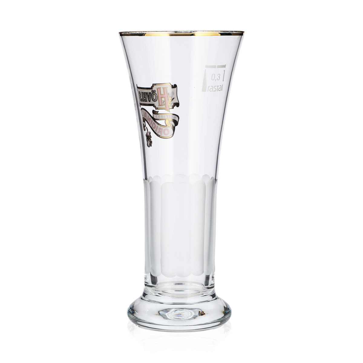 6x Hövels Bier Glas 0,3l Pokal Goldrand Relief Frosted – Ansicht 4