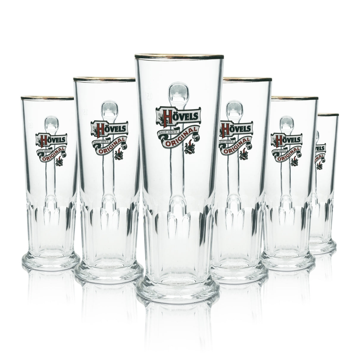 6x Hövels Bier Glas Krug 0,5l Goldrand Sahm